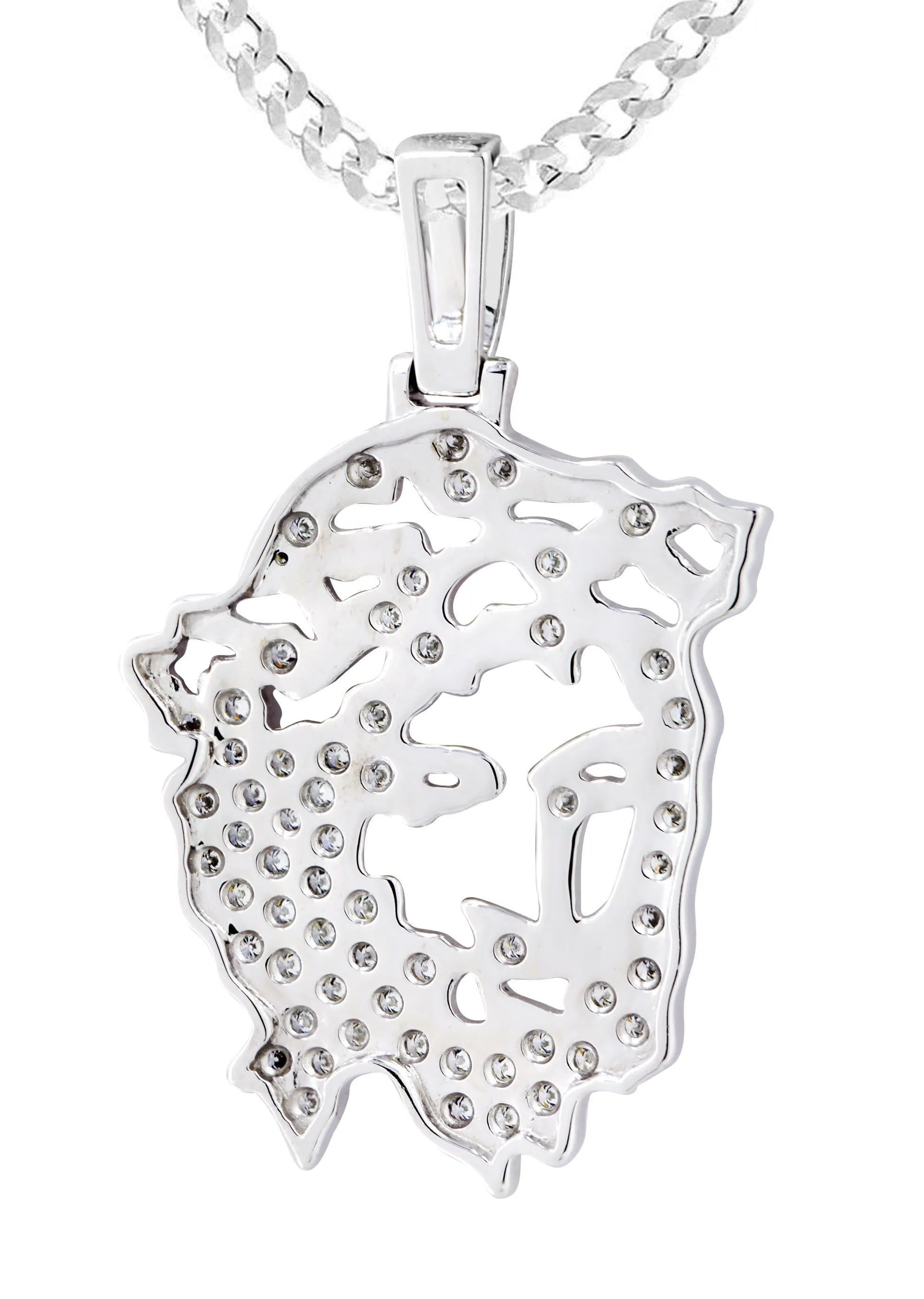 10K White Gold 3D Jesus Head Diamond Necklace  | 0.67 Carats