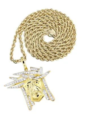 10K Yellow Gold Jesus Diamond Necklace  | 0.42 Carats