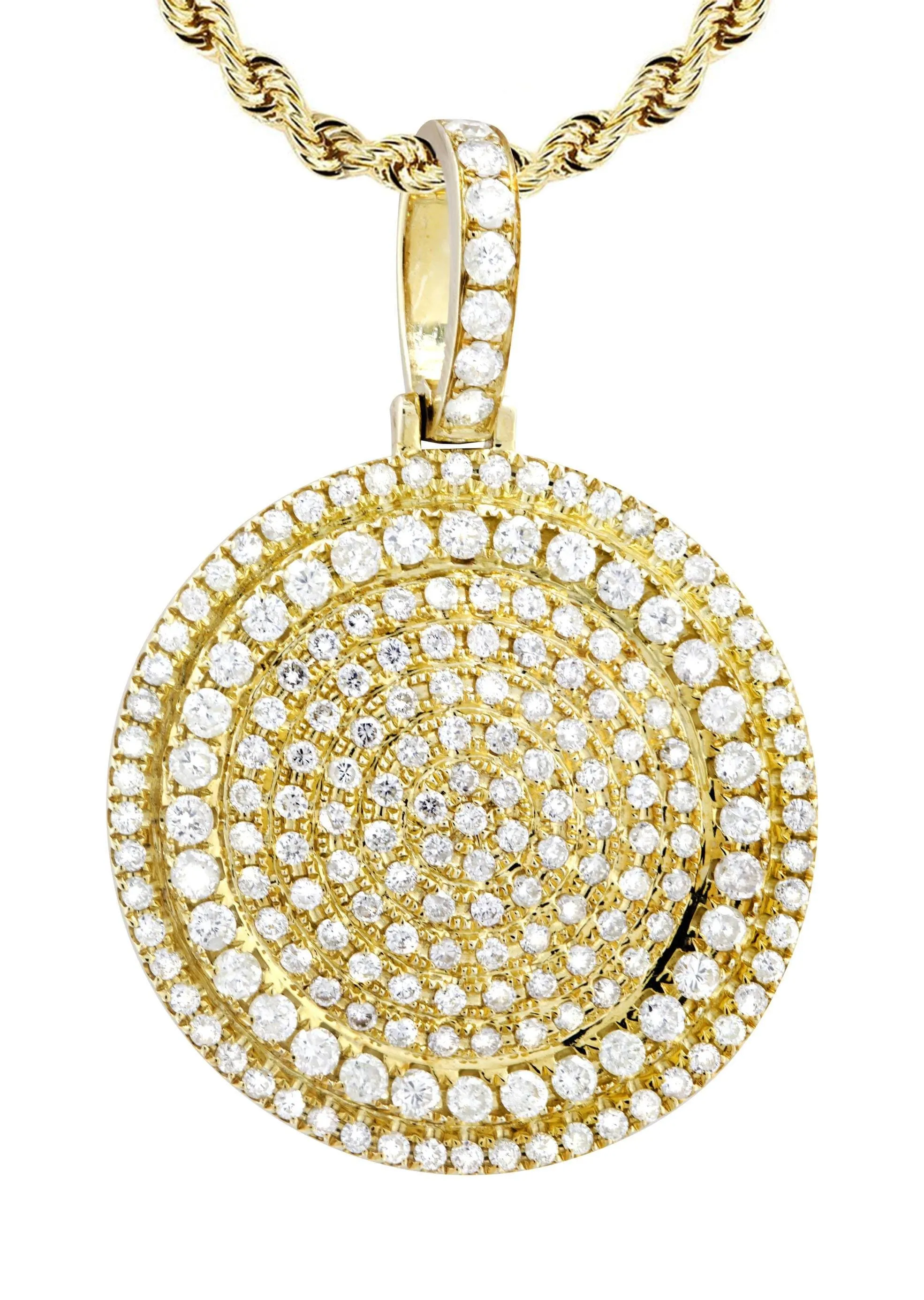 10K Yellow Gold Round Diamond Necklace  | 4.42 Carats