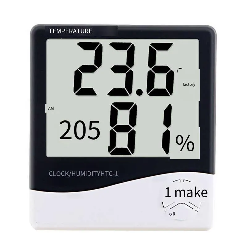 2 Sets Thermohygrometer Humidity Thermometer Meter Hygrometer Digital Indoor Room Thermometer with Alarm Clock, Accurate Room Temperature Gauge Humidity Monitor Timer, for Home, Office