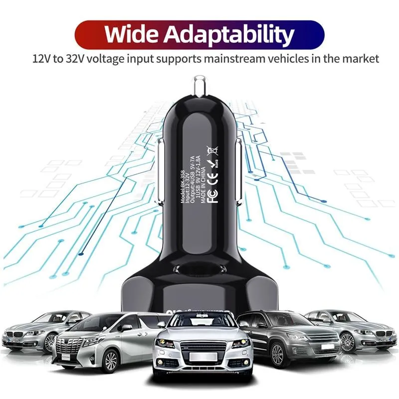 4 Ports USB Mini Fast Mobile Phone Car Charger Adapter