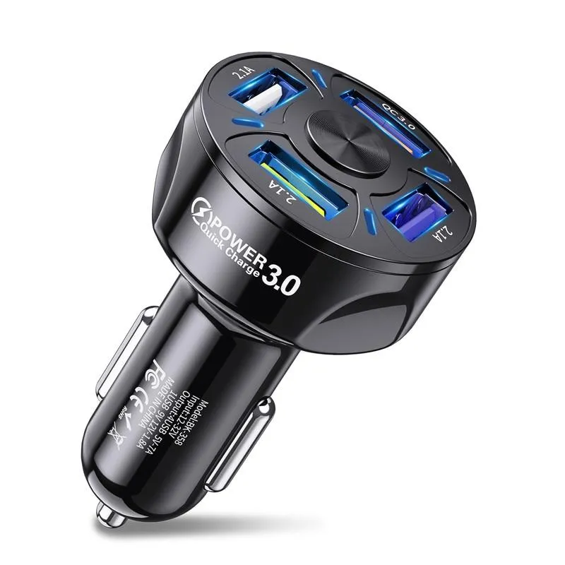 4 Ports USB Mini Fast Mobile Phone Car Charger Adapter