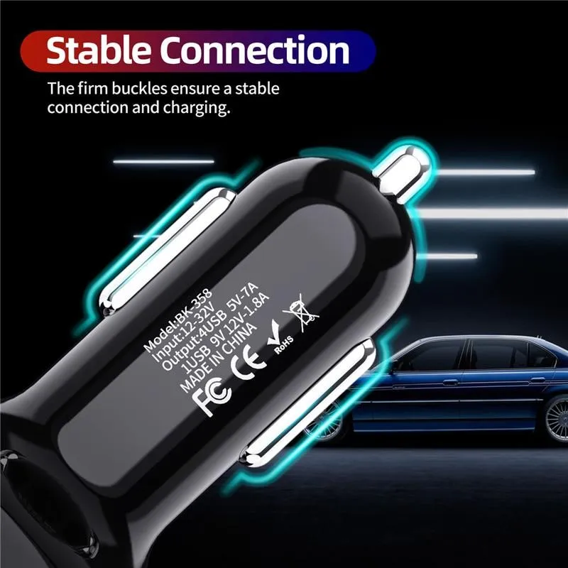 4 Ports USB Mini Fast Mobile Phone Car Charger Adapter