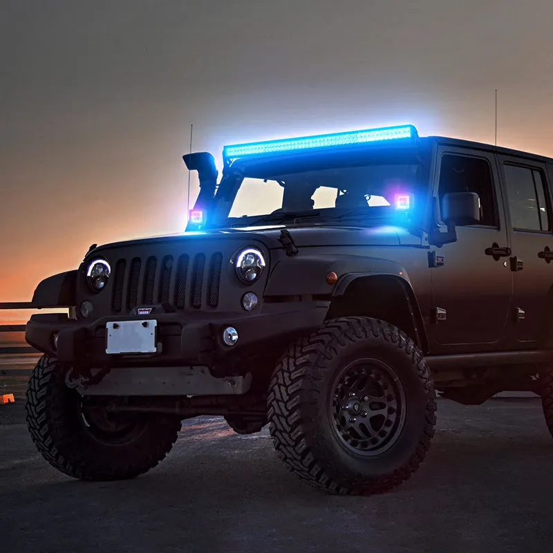 52" RGBW Dual Row LED Light Bar & 2 RGB Pods & All Brackets for 2007-2018 Jeep Wrangler JK