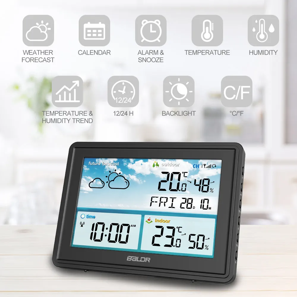 BALDR Atomic Wireless Weather Station with Indoor Outdoor Thermometer & Hygrometer