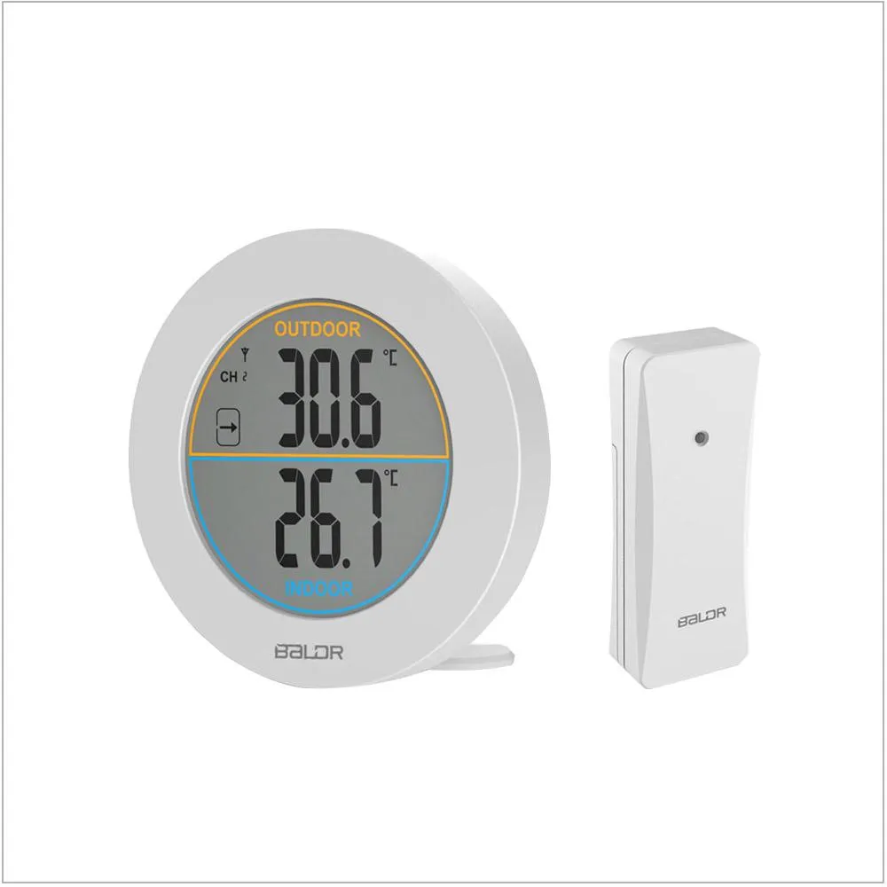 BALDR Wireless Indoor/Outdoor Thermometer - 2.5”LCD Display Thermometer with Min/Max Records & Trend Arrows