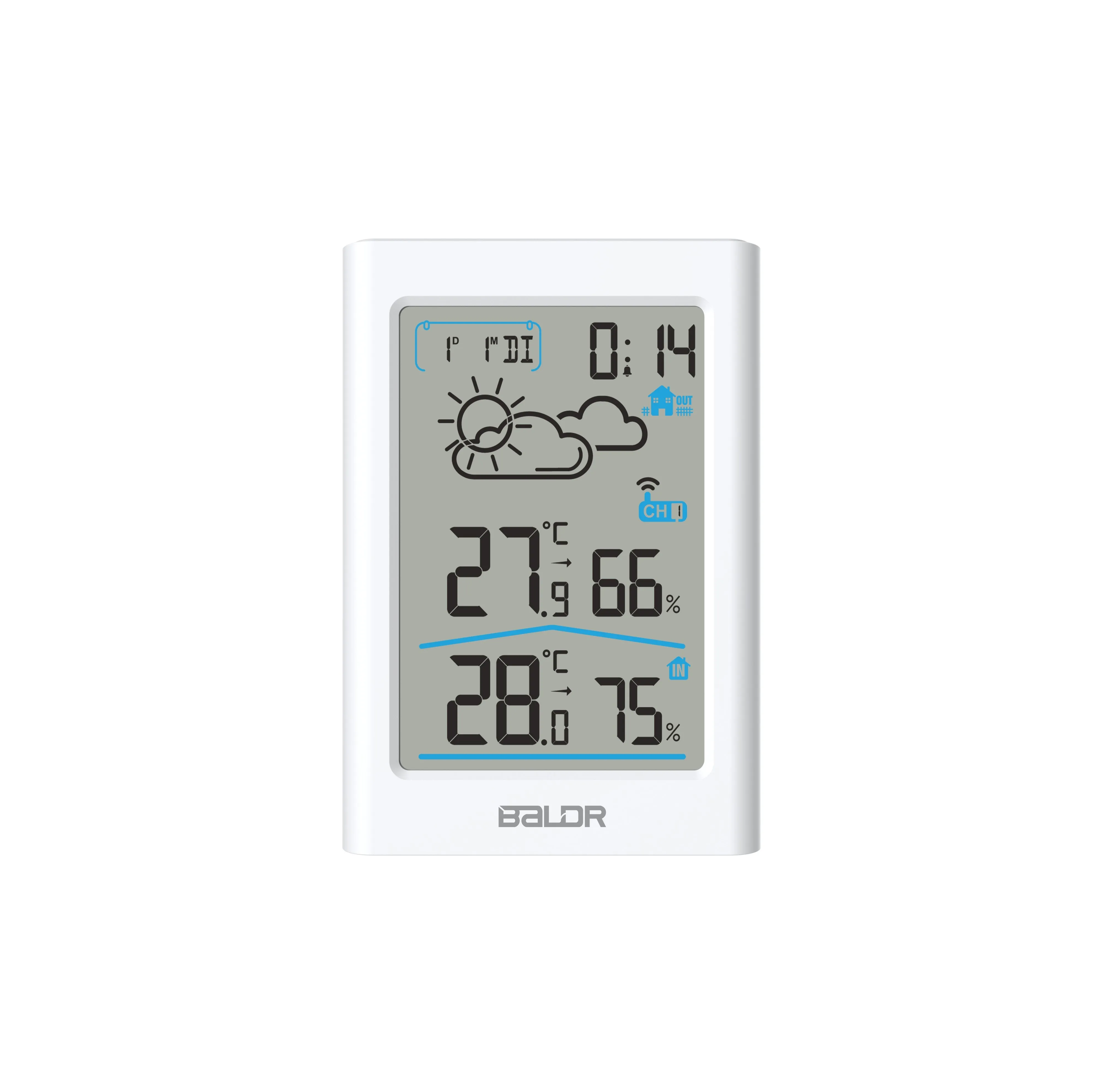 BALDR WS0341 Indoor & Outdoor Thermometer Hygrometer w/ Backlight, Wireless Weather Station, Temperature Monitor & Humidity Gauge, Battery-Operated