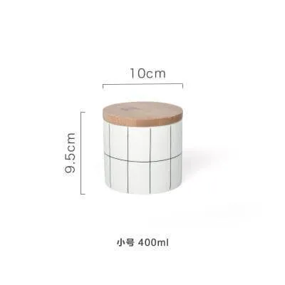 Ceramic Bamboo Cover Kitchen Food Container