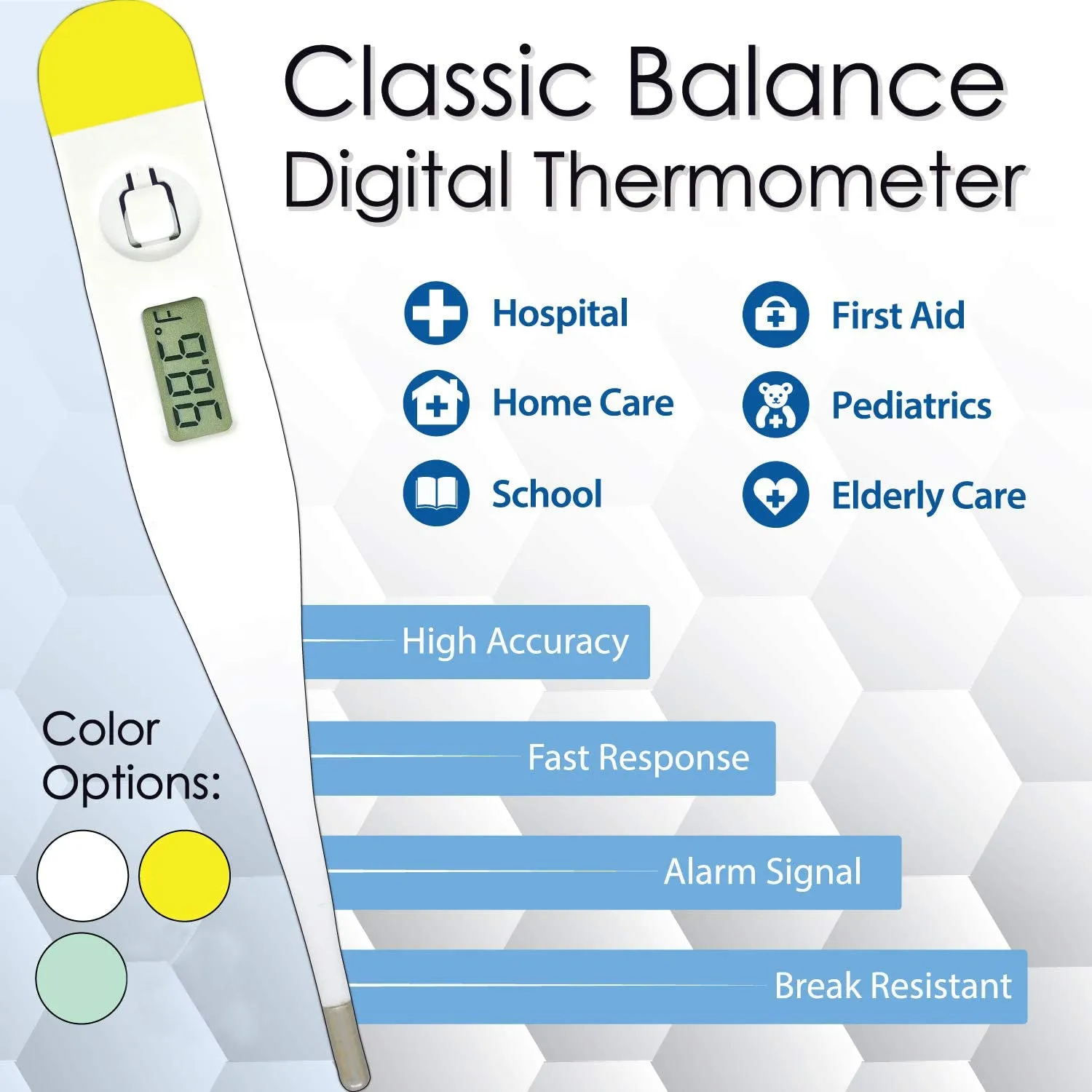 Classic Balance Digital Thermometer High Accuracy, Rigid Sensor Tip (3-Pack)