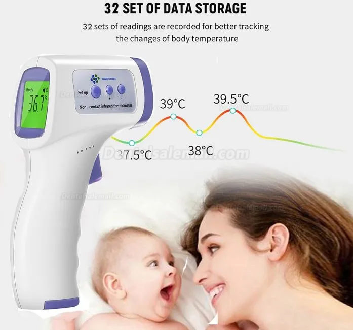 Digital Thermometer Infrared Baby Adult Non-Contact Body Temperature Meter LCD 3 Colors Forehead Thermometer Gun