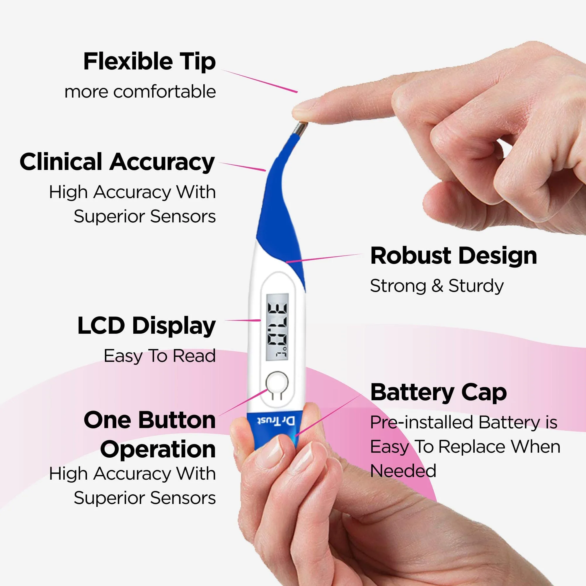 Dr Trust USA Flexible Tip Digital Thermometer 604