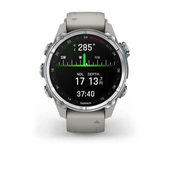 Garmin Descent™ Mk3 - 43mm Stainless Steel with Fog Grey Silicone Band