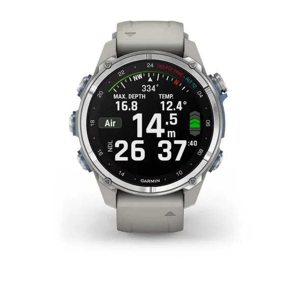 Garmin Descent™ Mk3 - 43mm Stainless Steel with Fog Grey Silicone Band