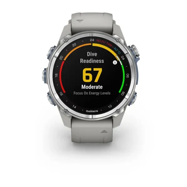 Garmin Descent™ Mk3 - 43mm Stainless Steel with Fog Grey Silicone Band