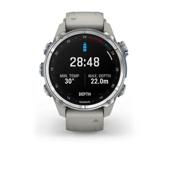 Garmin Descent™ Mk3 - 43mm Stainless Steel with Fog Grey Silicone Band