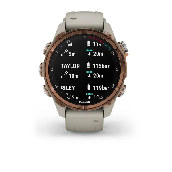 Garmin Descent™ Mk3i – 43 mm Bronze PVD Titanium with French Grey Silicone Band