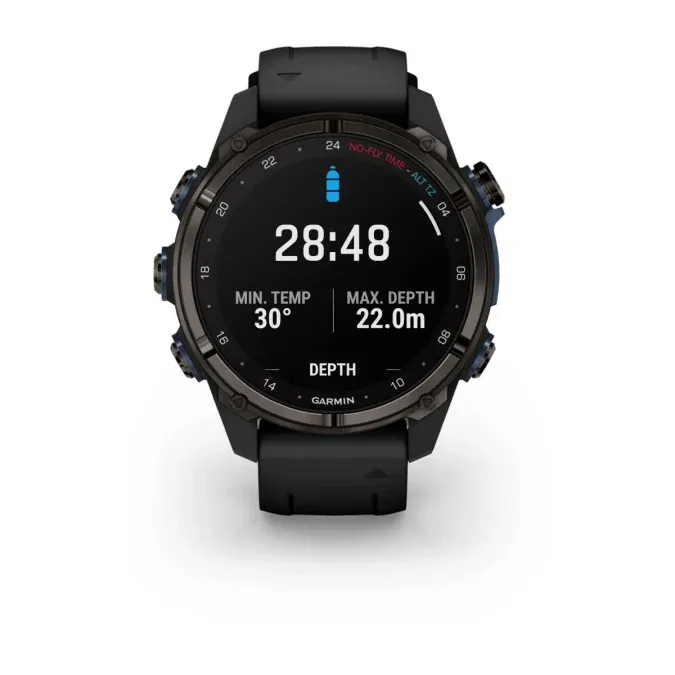 Garmin Descent™ Mk3i – 43 mm Carbon Grey DLC Titanium with Black Silicone Band