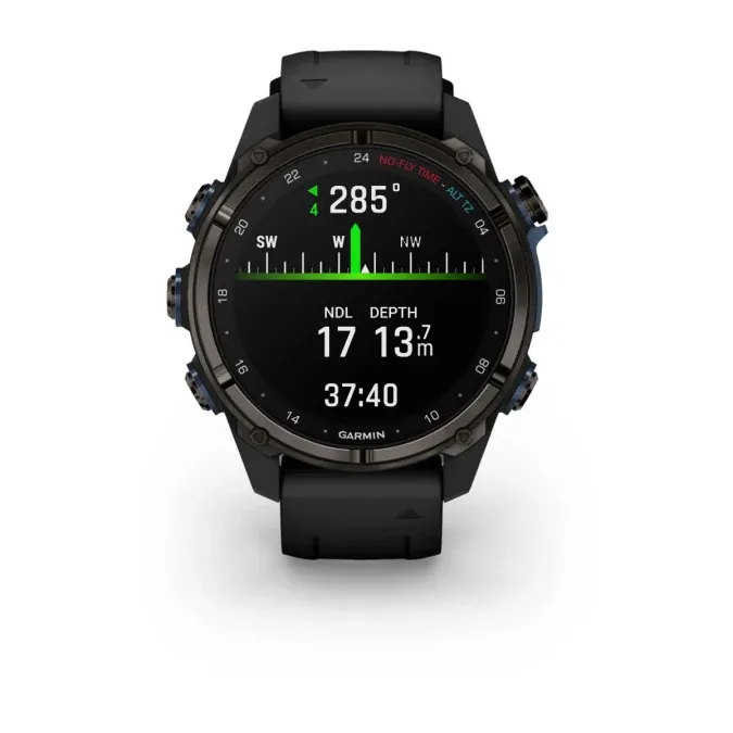 Garmin Descent™ Mk3i – 43 mm Carbon Grey DLC Titanium with Black Silicone Band