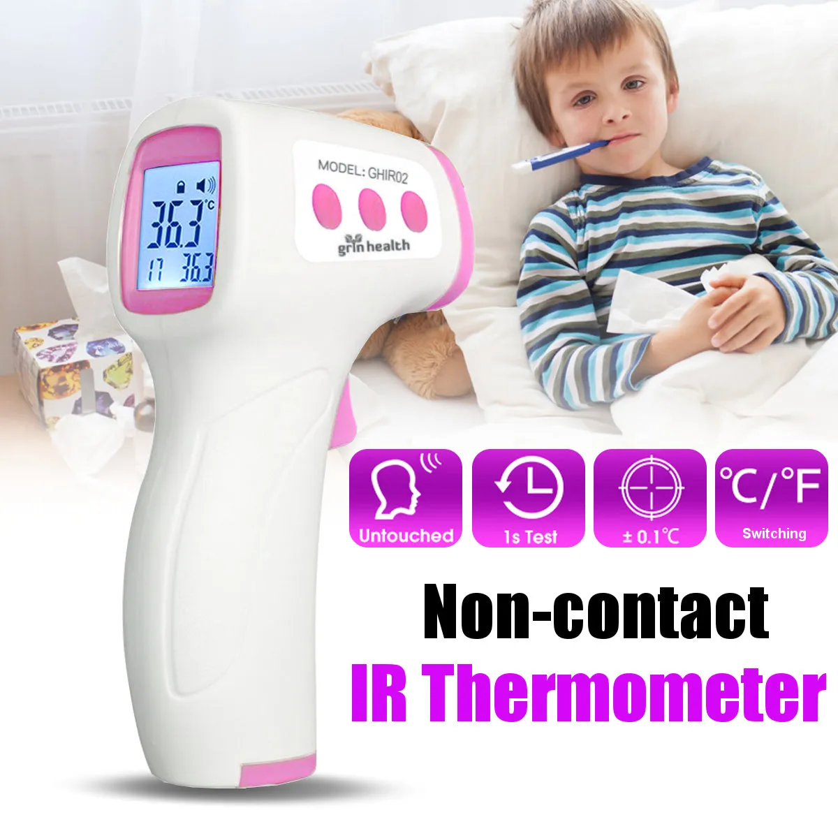 GHIR02 Non Contact Infrared Forehead Thermometer