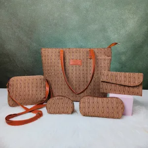 Go Special Tote Combo Set Brown with Polka Patterns