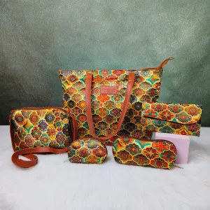 Go Special Tote Combo Set Yellowish Aztec Prints