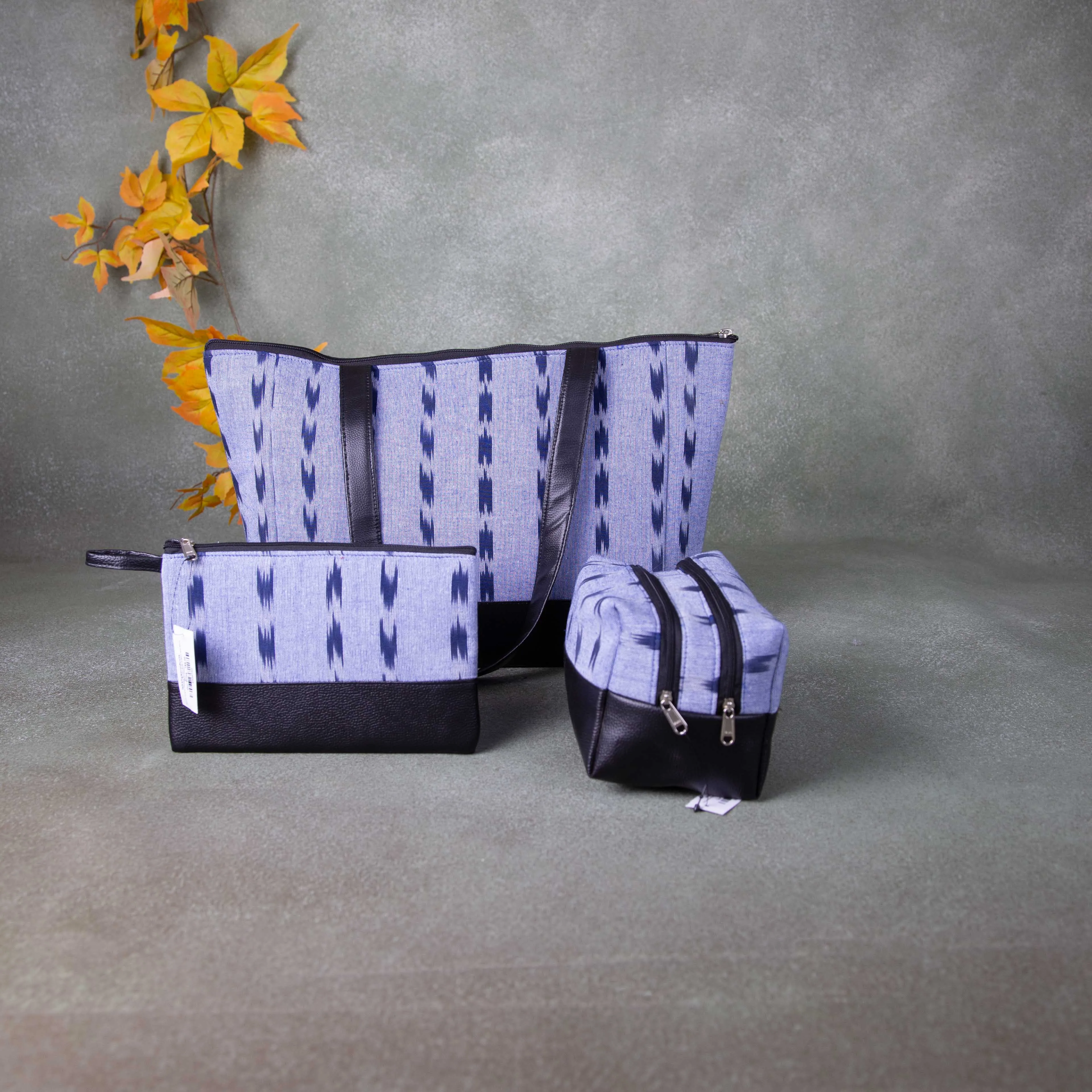 Hindustani Tote Combo Grey with White Prints