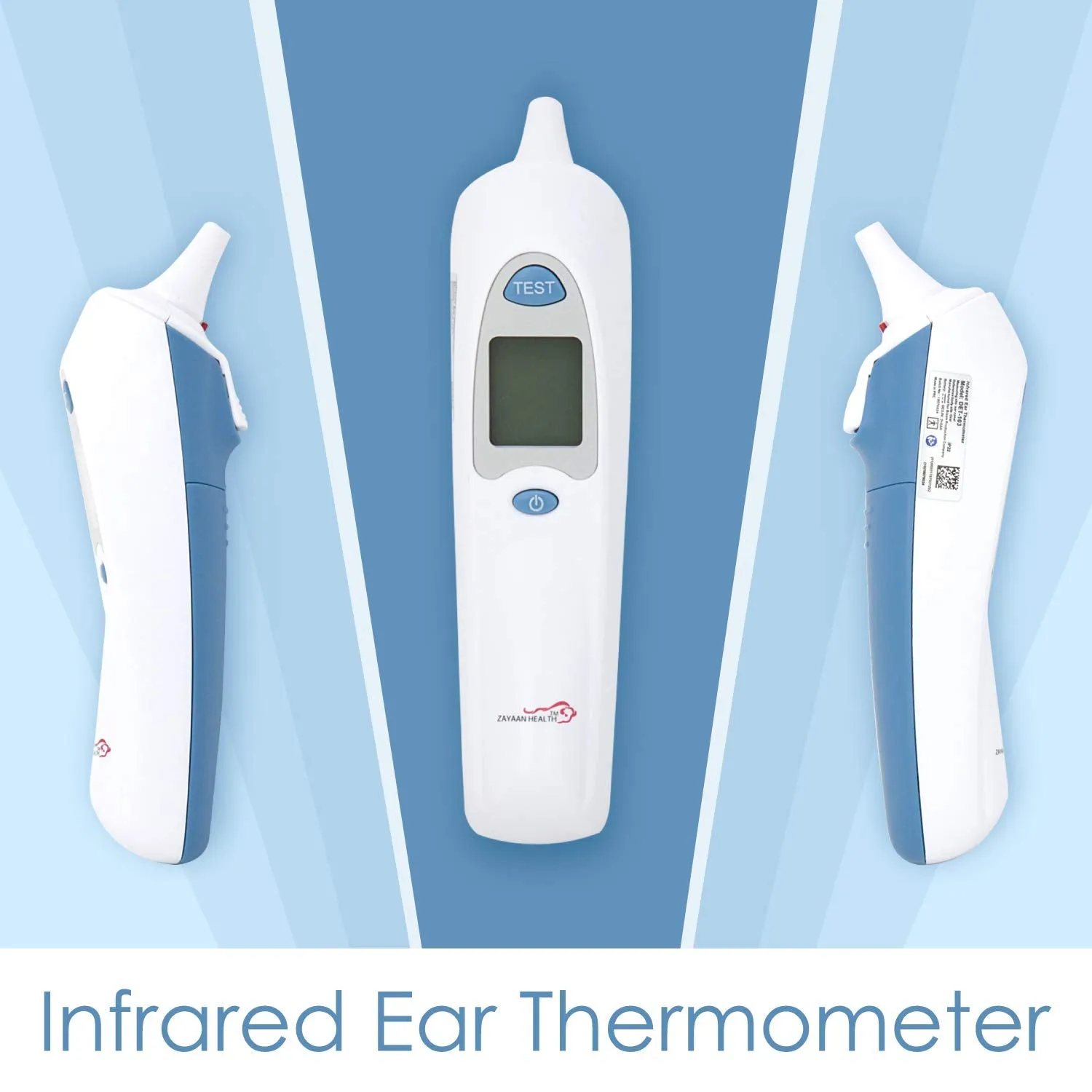 Infrared Digital LCD Ear Thermometer, 10 Memory Storage, Fast Response, White