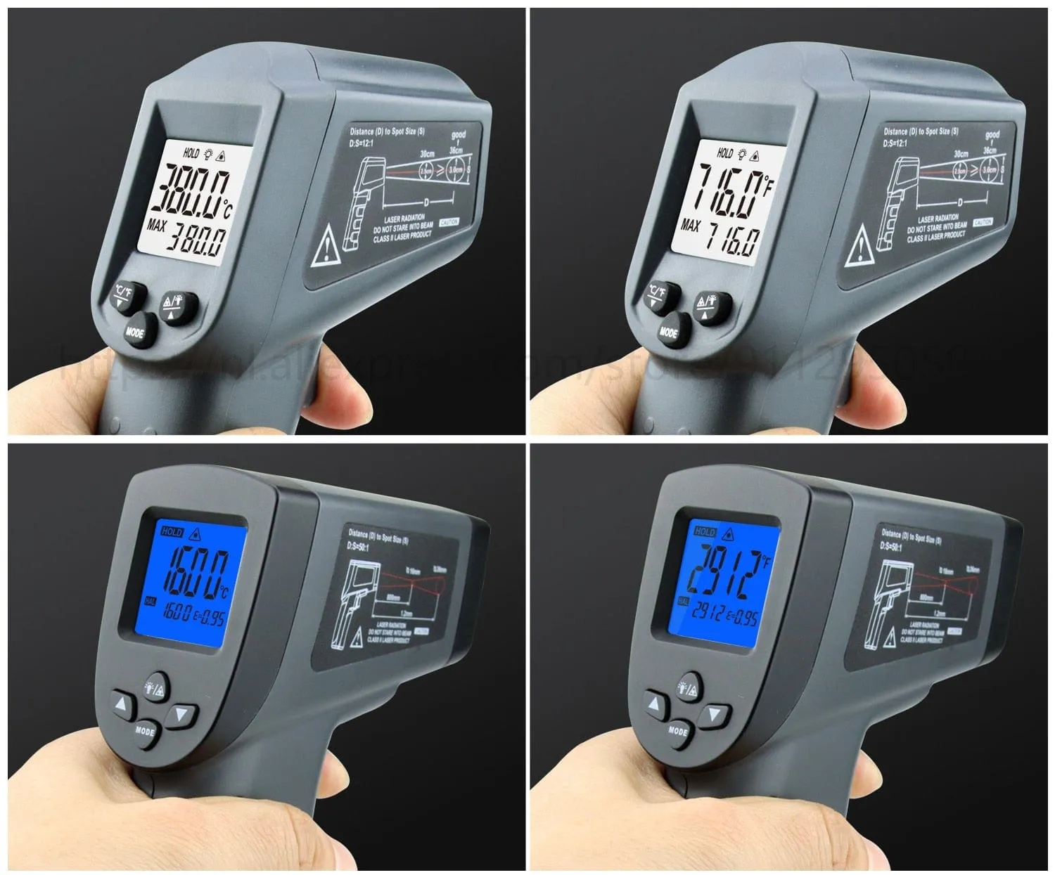 Kaemeasu Digital Infrared Thermometer -50~1600 Measuring Range,Non-Contact, Safety,Cooking,Industrial Electronic Thermometer Gun