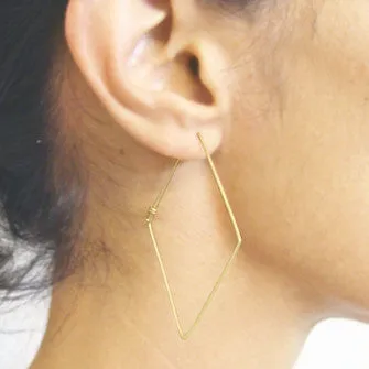 <!--ER619-->rhombus dainty hoop earrings