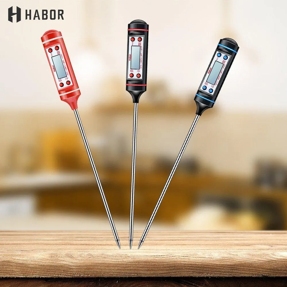 Habor Digital Meat Thermometer with Instant Read and 5.9-Inch Probe for Cooking, Grill, BBQ - LCD Screen, Hold Function - Ideal for Kitchen, Food, Meat, Candy, Milk, Water