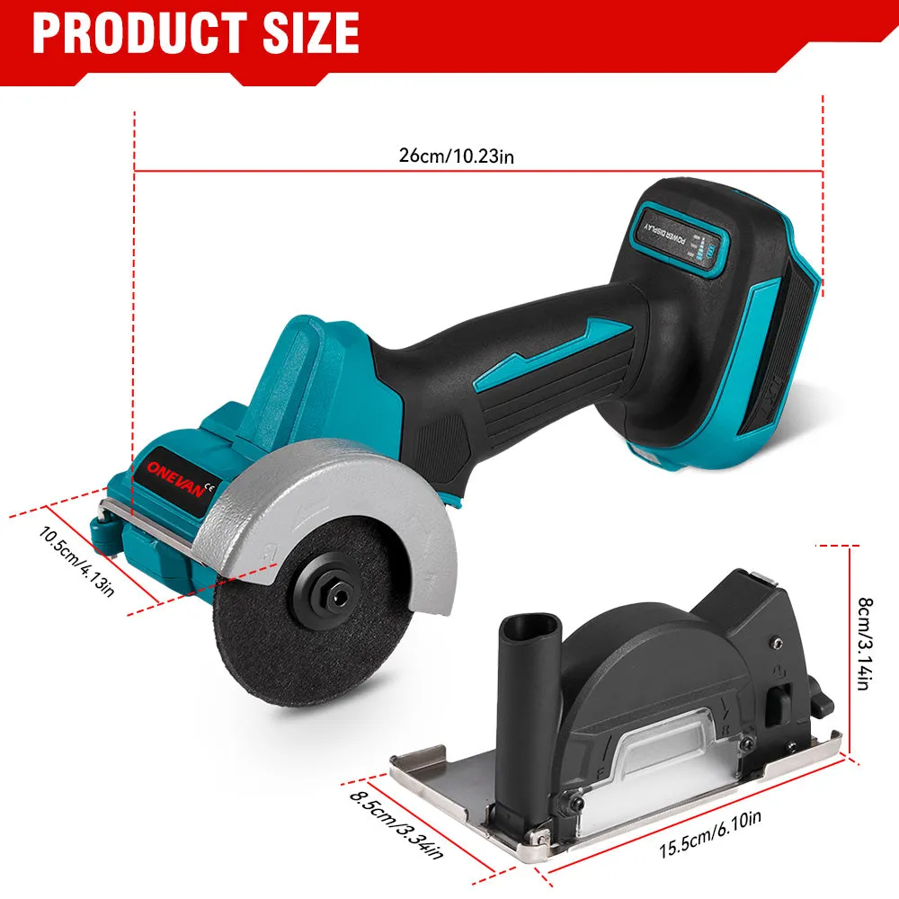 ONEVAN 18V Handheld Planer & 76mm Angle Grinder Brushless Cordless 2‑Pc. Combo Kit 6.0Ah