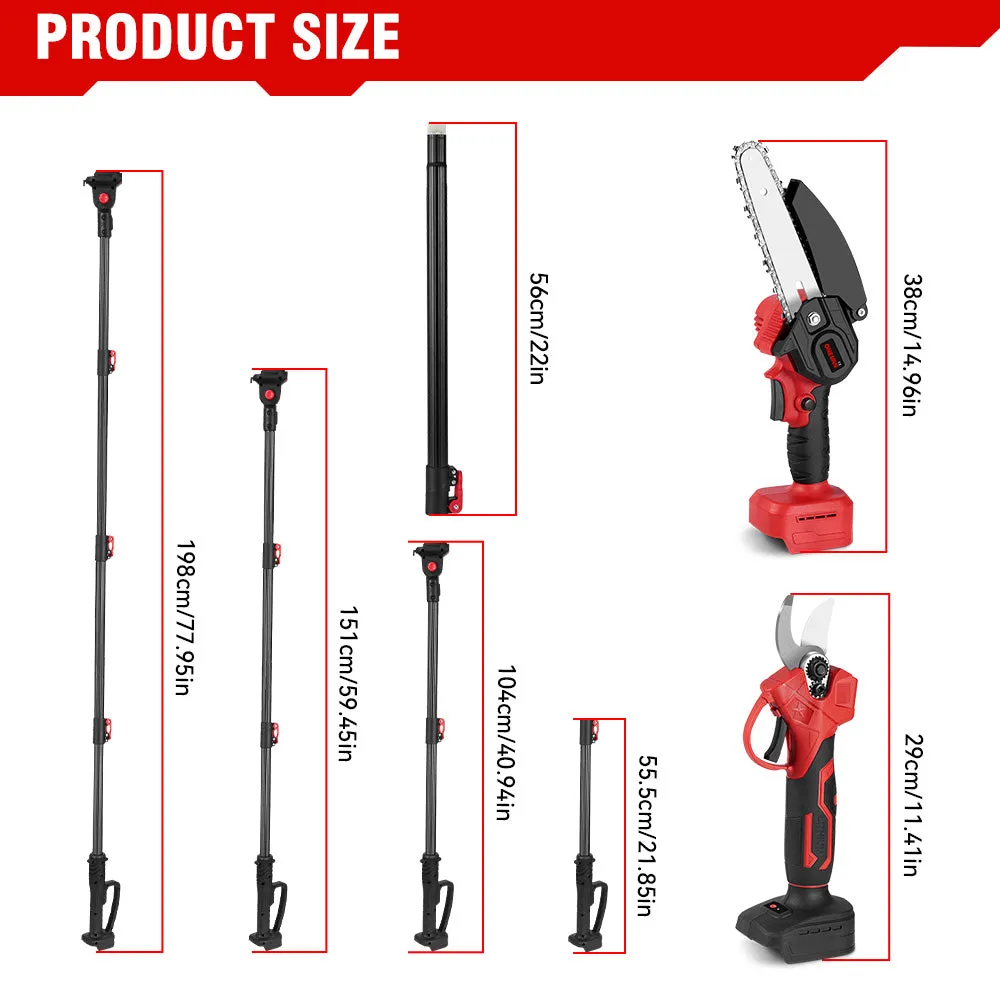 ONEVAN 6" Chainsaw & 25mm Pruner with 2m Telescoping Pole Brushless Cordless Combo Kit