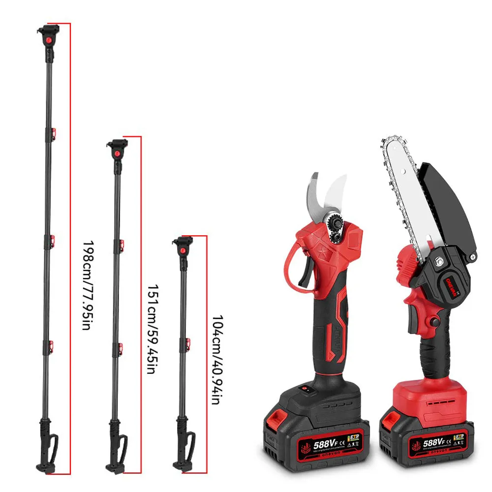 ONEVAN 6" Chainsaw & 25mm Pruner with 2m Telescoping Pole Brushless Cordless Combo Kit