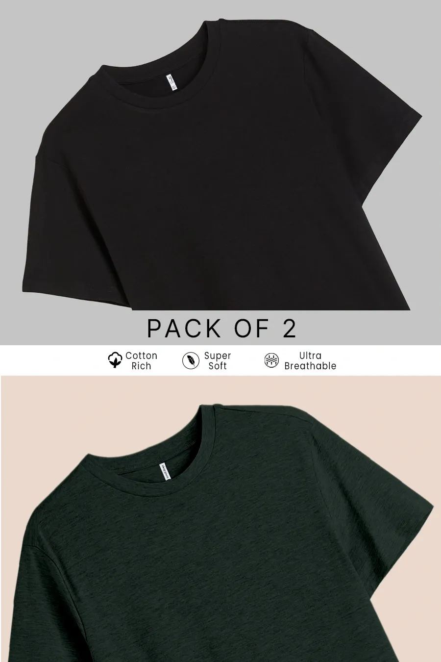 Pack 2 - Forest Mélange & Black - Classic Crew