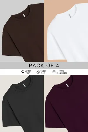 Pack 4 - Smoky Grey, Coffee, white, Wine - Classic Crew