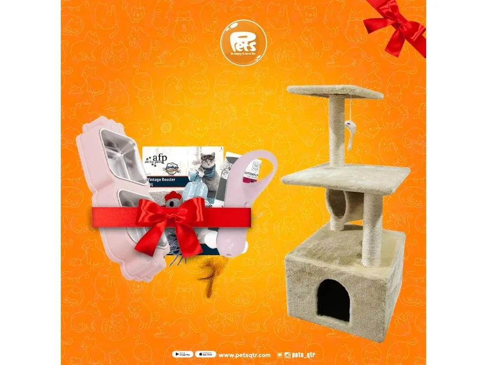 Pawise Cat Tree W/Tunnel W/Cave -90Cm with cat toys