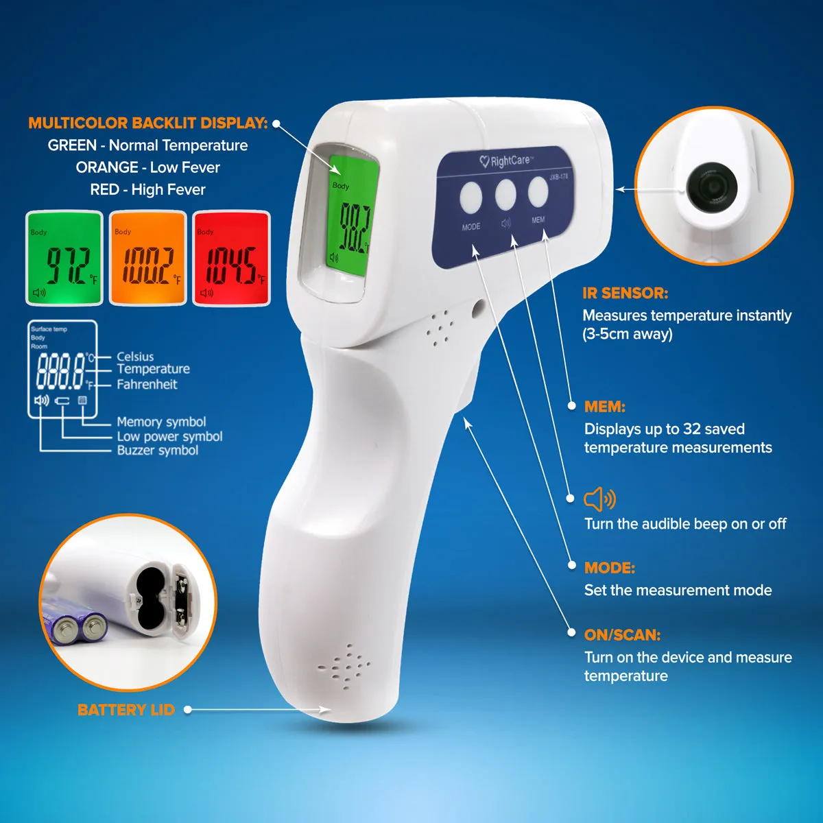 RightCare IR Thermometer, 1 Each