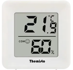 Themisto TH-HT1 Digital Hygrometer Thermometer Humidity Meter With Clock LCD Display