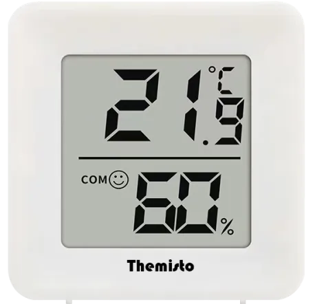 Themisto TH-HT1 Digital Hygrometer Thermometer Humidity Meter With Clock LCD Display