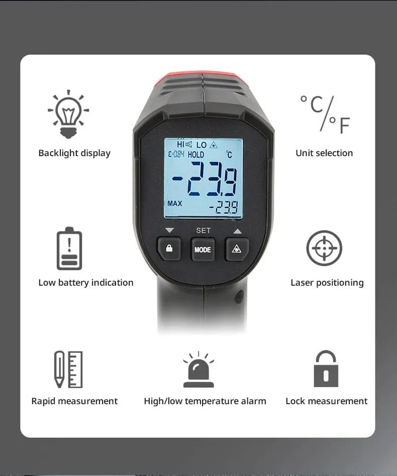 UNI-T Digital Thermometer UT306S UT306C Non-contact industrial Infrared Laser Temperature Meter Temperature Gun Tester-50-500