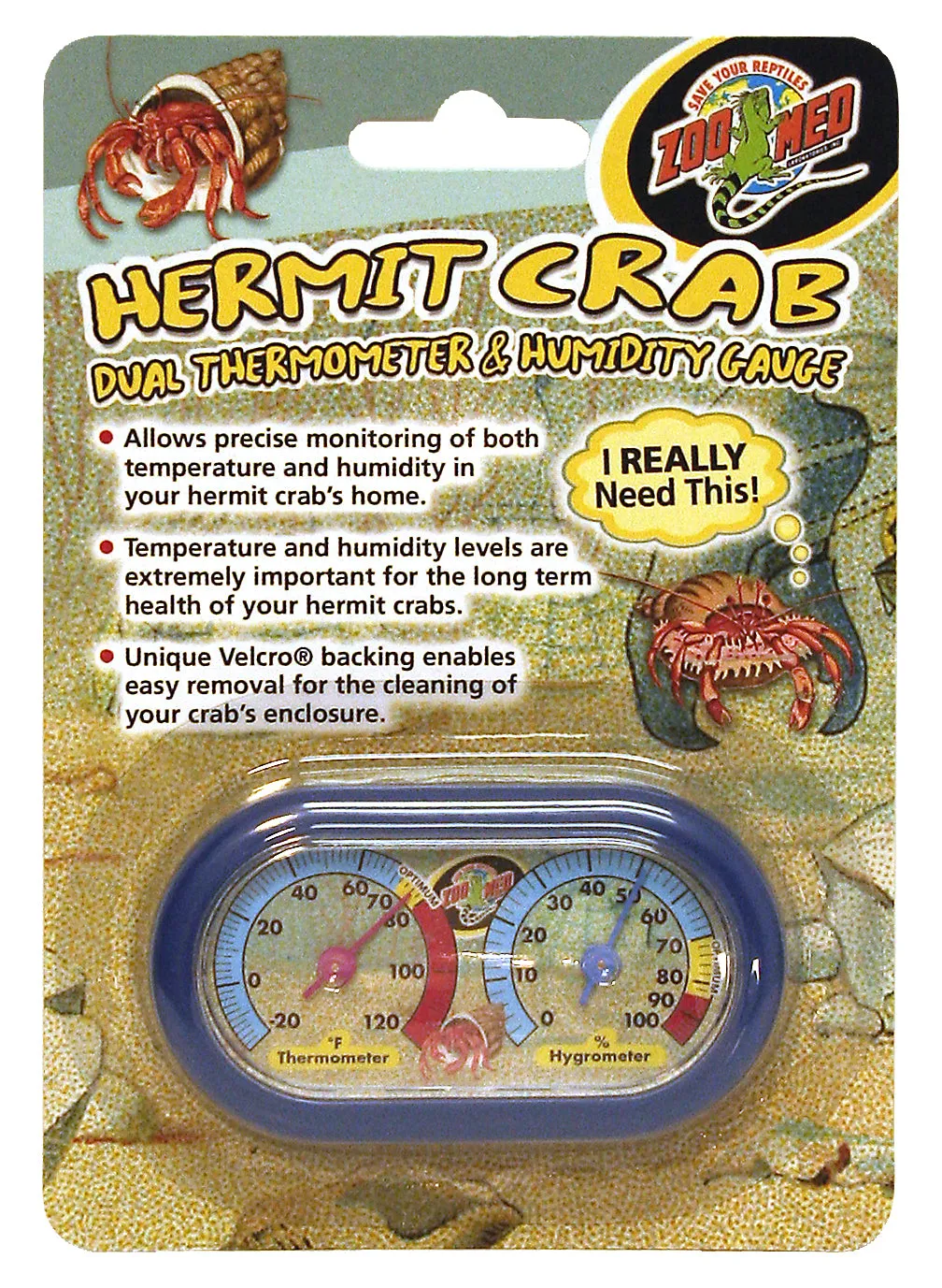 Zoo Med Hermit Crab Dual Thermometer Humidity Gauge